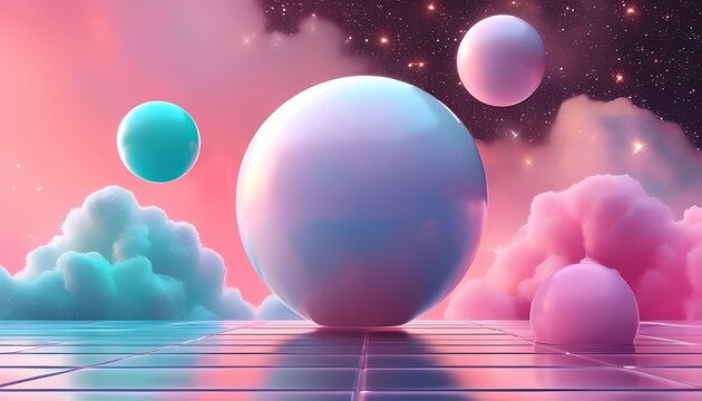 background with soft floating purpul balls abstract bubbles vaporwave gradient 