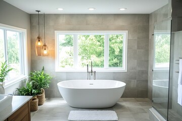 creative design of modern bathroom with natural light flooding space