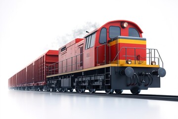Obraz premium freight train on white background with clean composition and clear copy space