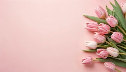 Fototapeta premium pink tulips on wooden background