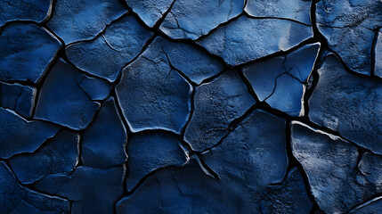 Abstract navy blue slate wall background with a cracked texture