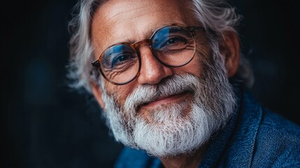 Portrait of a senior man with glasses and a beard