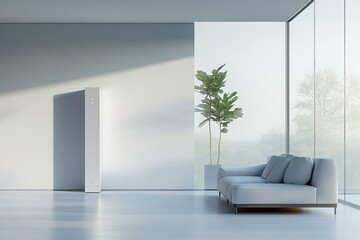 Obraz premium clean shot of futuristic air cleaning system integrated into modern minimalist home