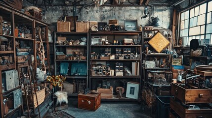 Naklejka premium Vintage store interior with eclectic decor