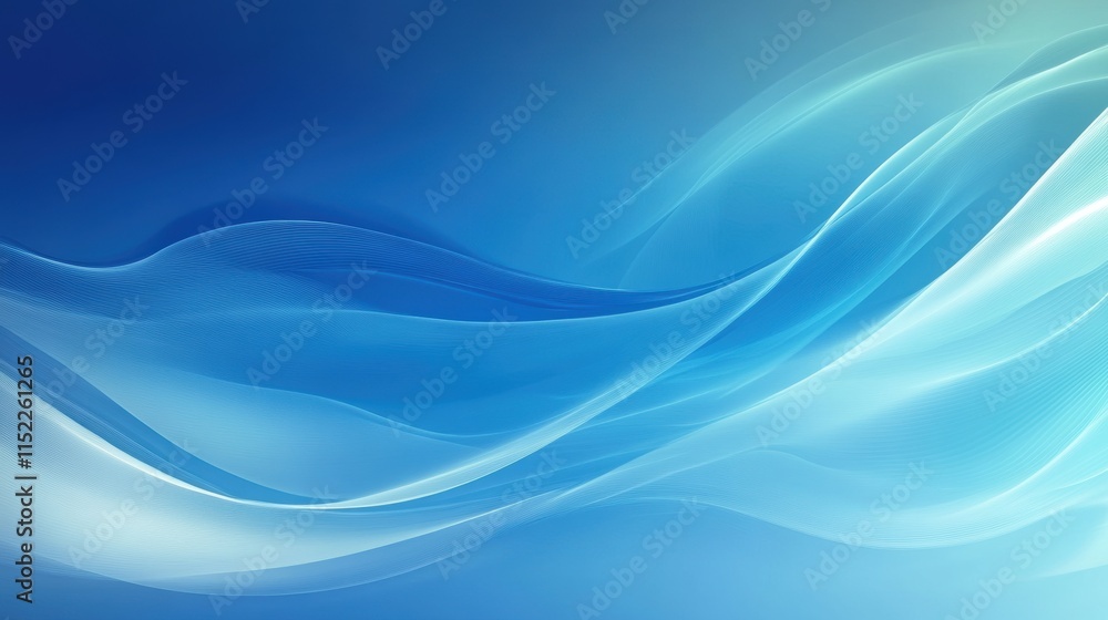 Aufkleber abstract blue waves and smooth flowing lines on a gradient background