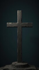 Simple ash cross, stark against dark background, religion, elegant, remembrance