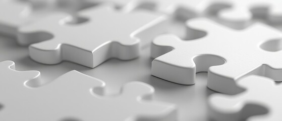 close-up of white jigsaw puzzle pieces