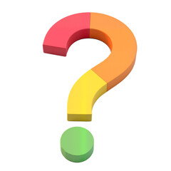 Isolated Colorful Multicolored Question Mark on a Transparent Background