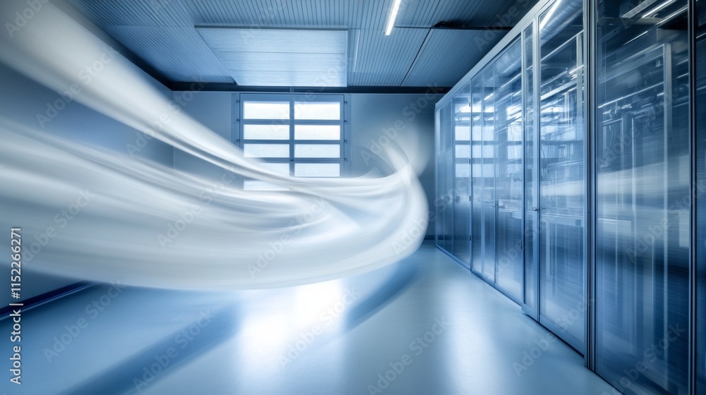 Poster futuristic wind tunnel testing with high-speed camera