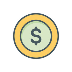  Dynamic Dollar Coin Icon Illustration Design