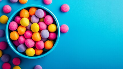 Obraz premium Bowl of colorful candy-coated chocolates