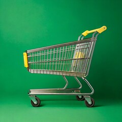 Shopping Cart on Green Background