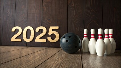 Bowling into 2025 - New year, new goals.  Strikes, spares, and celebrating success.  A game of chance, skill, and aiming high.  The future awaits.  New beginnings.