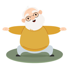 Senior elderly man doing sports at home