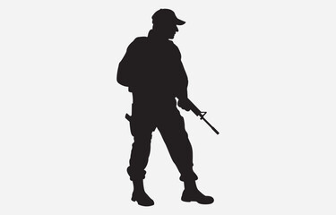 A soldier silhouette on a white background