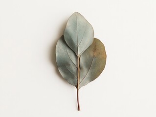 close-up of eucalyptus leaves on white background