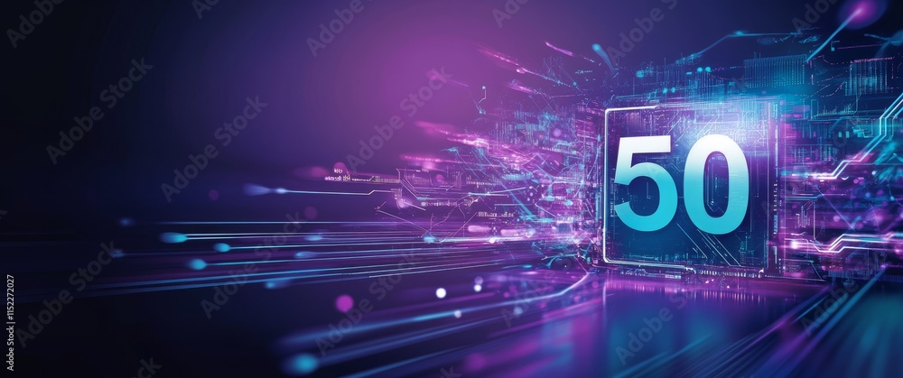 Poster digital illustration of an abstract chip with the number 