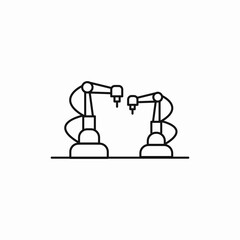 automated factory double robots worker icon vector sign