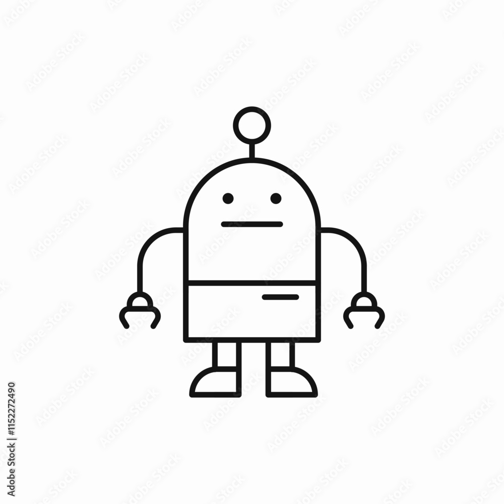 Poster robot friendly android companion machine icon vector sign