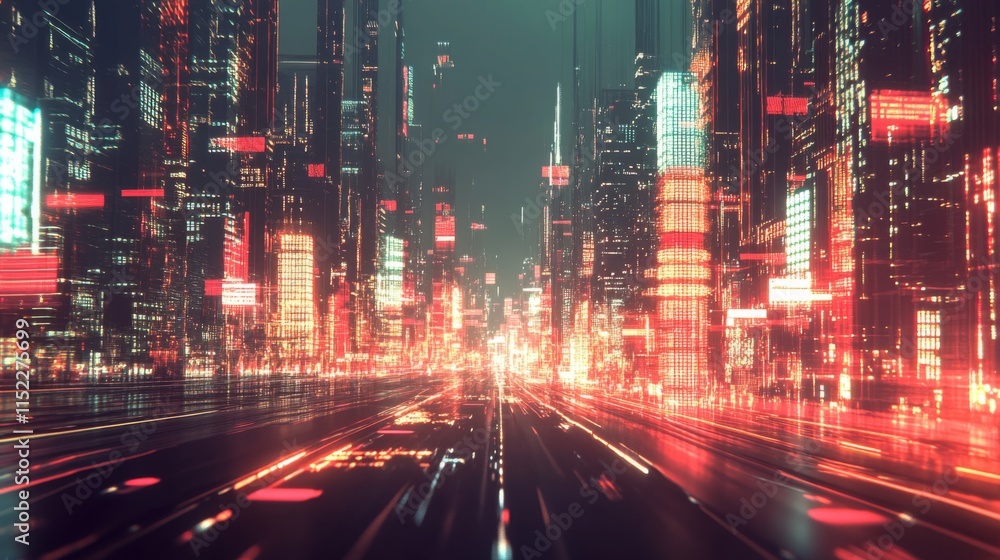Poster abstract data visualization with glowing effects