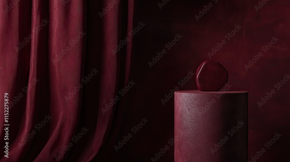 Poster minimalist dark red backdrop with an elegant texture and a warm maroon hue for artistic concepts.