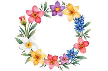 Floral wreath with free place for text on white background. Copy space.