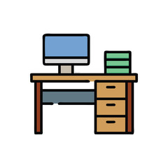  Dynamic Office Desk Icon Illustration Design