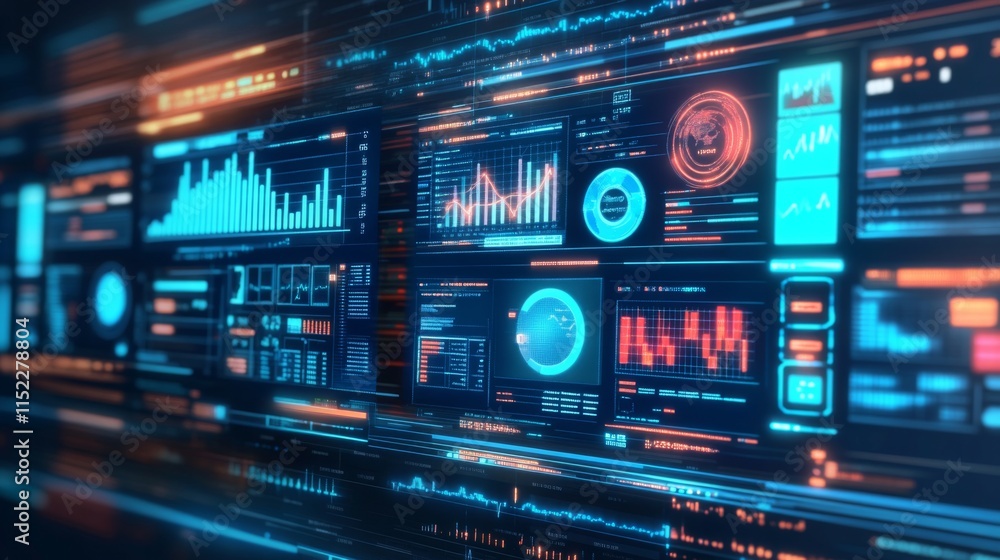 Poster digital analytics interface with soft light effect