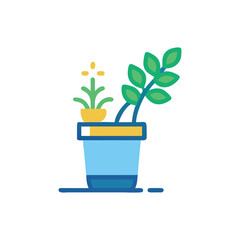  Creative Office Plant Vase Icon Illustration Design