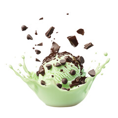 Mint ice cream splash with chocolate chunks  
