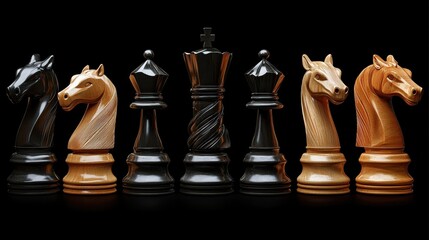 chess pieces on black background