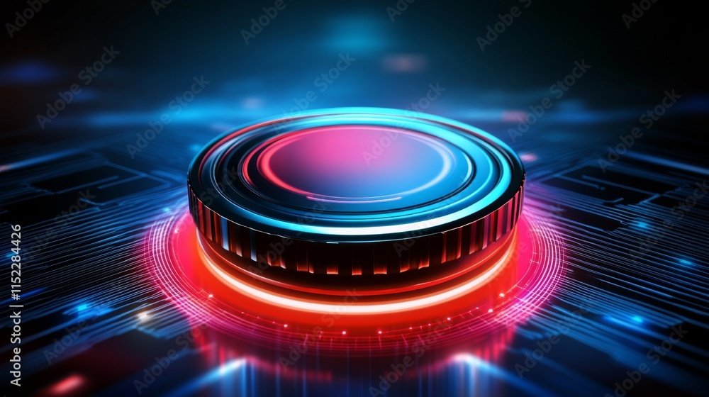 Poster futuristic high-tech button with clean lines and light