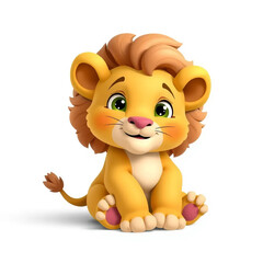 Majestic Cub: Playful Baby Lion in 3D Charm 3