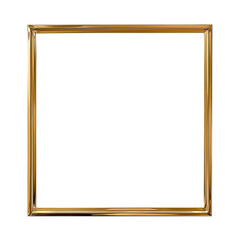 Square gold frame with a minimalist design isolated on a transparent background. PNG file.