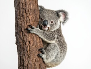 Naklejka premium a koala clinging to a tree trunk