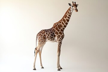 Naklejka premium a giraffe stands on a white background