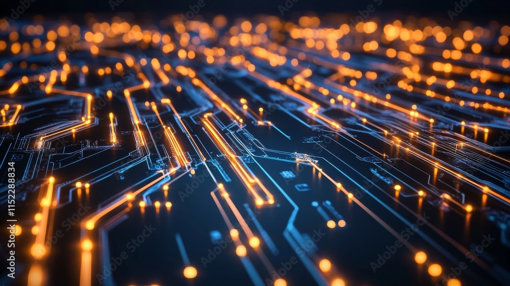 Poster high-tech innovation with glowing circuit elements