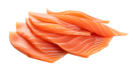 Smoked salmon slices on transparent background PNG.
