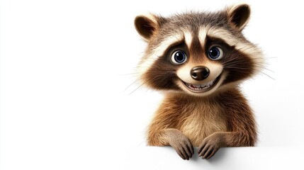 Obraz premium Playful raccoon character studio setting digital art whimsical style close-up view animal concept