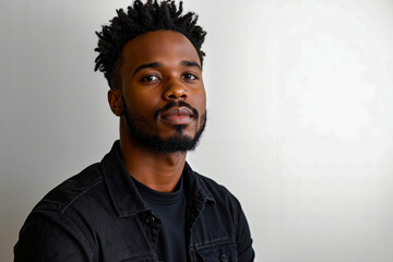A man with dreadlocks standing in front of a white wall