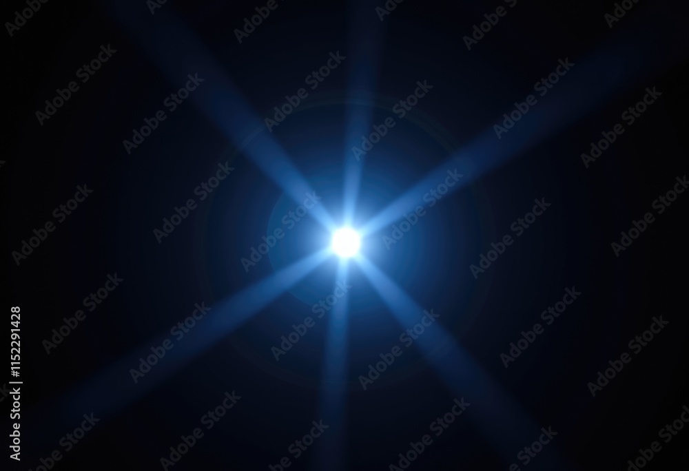 Poster A bright blue starburst emanating from a central light source in a transparent background