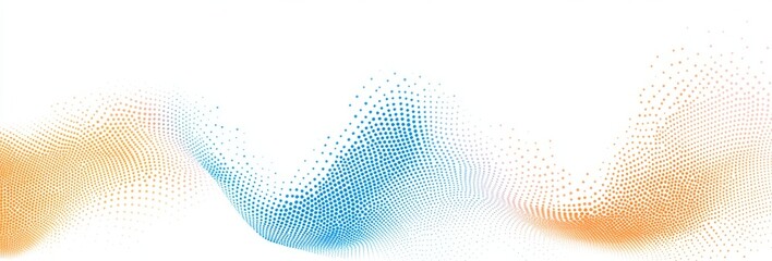 Set of three vector halftone backgrounds with gradient color on a white background, vector illustration, minimalist style, gradient dots in blue and orange colors, with white space at the top and bott