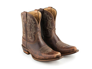 Dark Brown Leather Boots with Visible Stitching