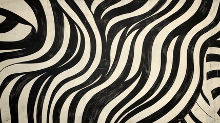 Fototapeta premium Abstract black and white wavy lines creating a dynamic visual pattern.