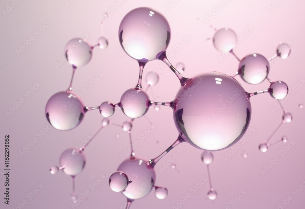 Poster pink transparent molecule in abstract 3d rendering.