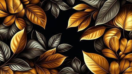 Vibrant Coffee Forest Illustration with Golden Leaves