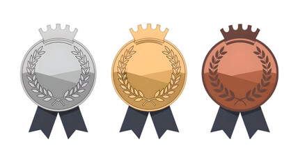 Gold and silver medals with ribbons representing achievement and success