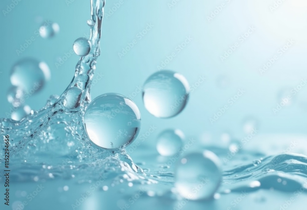 Poster Water droplets splash and create a mesmerizing effect.