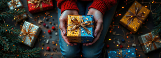 Fototapeta premium Gift giving celebration home holiday spirit
