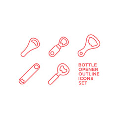 Bottle opener icons set vector sign pictogram isolated on white. Beer opener Symbol, logo illustration.
